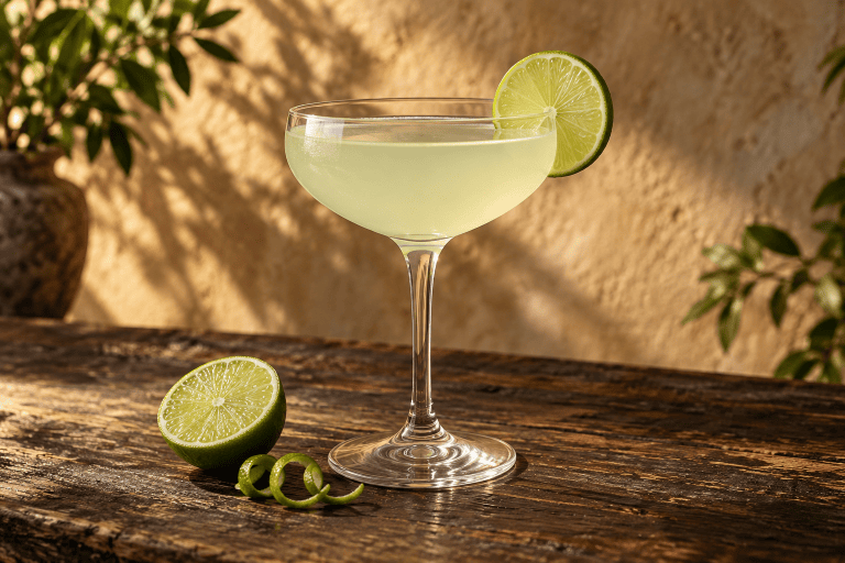 Gimlet mit Gin und Limette in einer Cocktailschale
